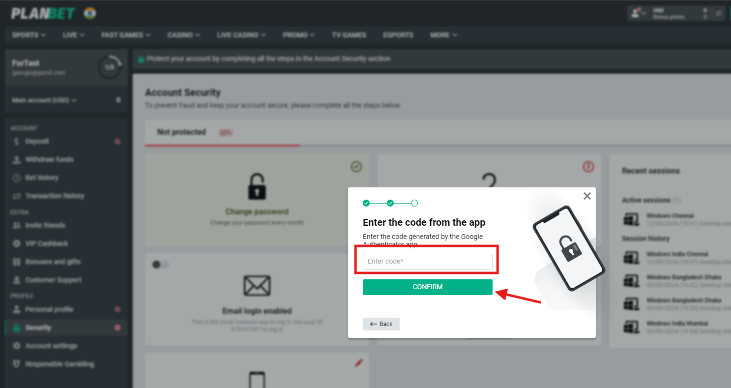 two-factor authentication Melbet